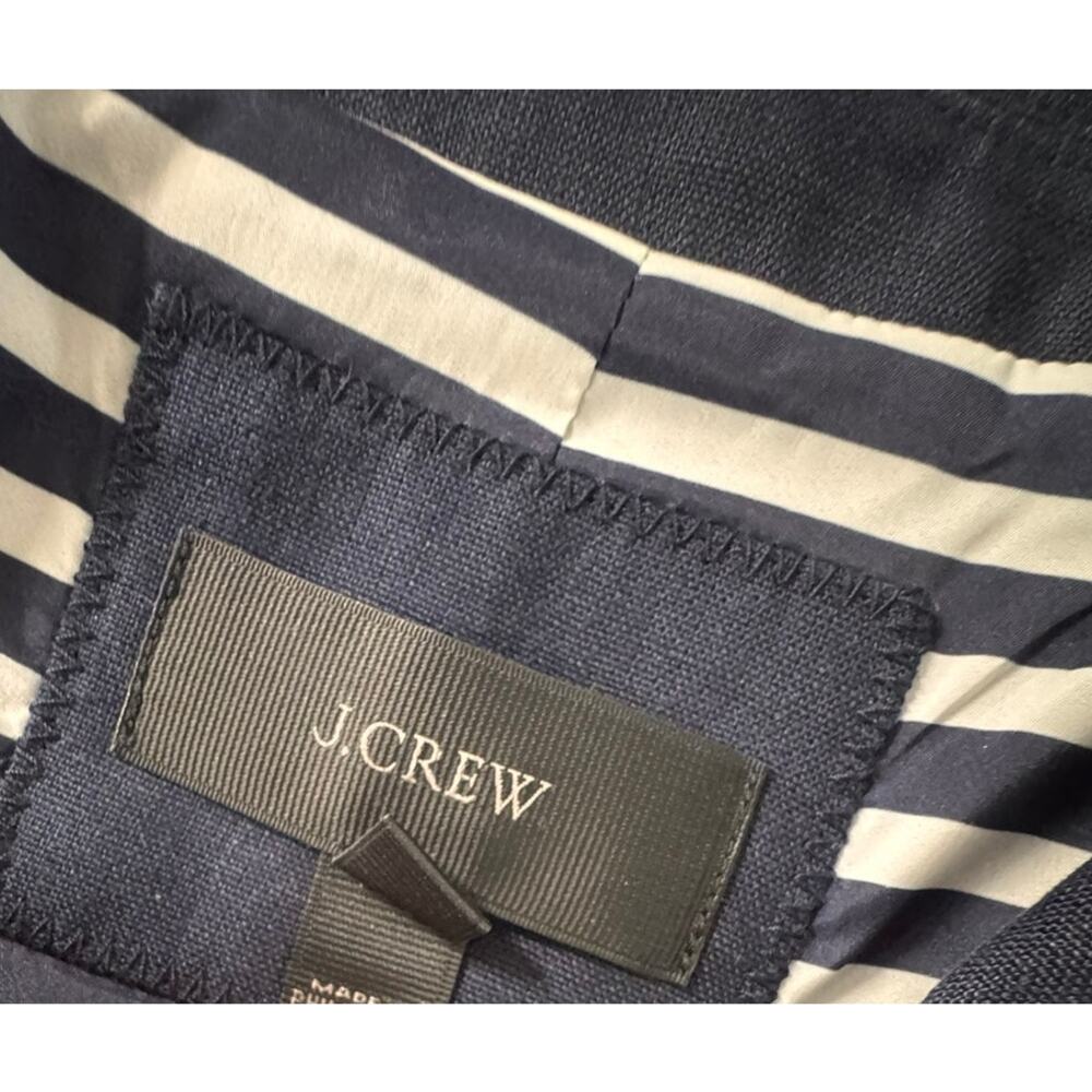 J. Crew Womens Size 10 Navy Blue 100% Linen 2 Button Jacket Blazer - Picture 4 of 10